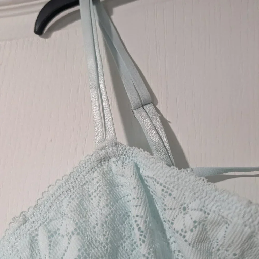 NEW Aerie | Anytime Lace Strappy Bralette In Light Turquoise - Picture 4 of 8